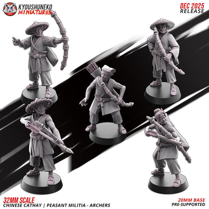 Ancient Chinese Cathay Peasant Militia Archers Unit (10 models) Various Scales Historical Wargaming (US tariffs are pre-paid by us)