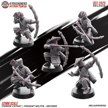 Ancient Chinese Cathay Peasant Militia Archers Unit (10 models) Various Scales Historical Wargaming (US tariffs are pre-paid by us)