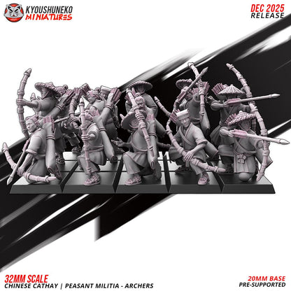 Ancient Chinese Cathay Peasant Militia Archers Unit (10 models) Various Scales Historical Wargaming (US tariffs are pre-paid by us)