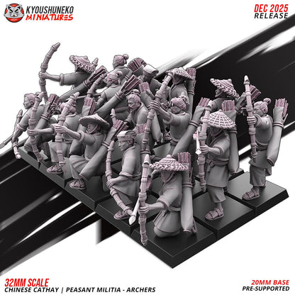 Ancient Chinese Cathay Peasant Militia Archers Unit (10 models) Various Scales Historical Wargaming (US tariffs are pre-paid by us)
