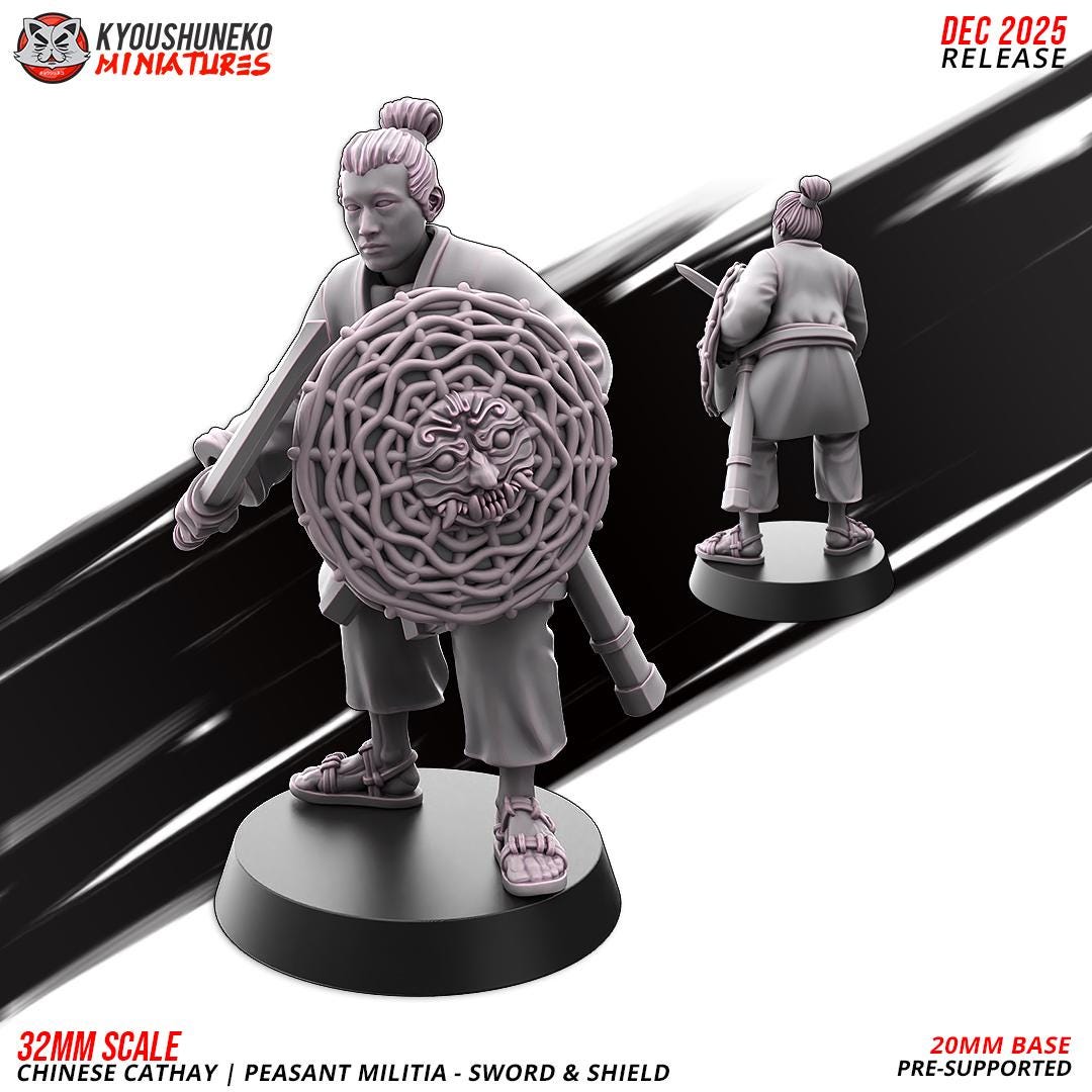Ancient Chinese Cathay Peasant Militia with Swords Unit (10 models) Various Scales Historical Wargaming (US tariffs are pre-paid by us)