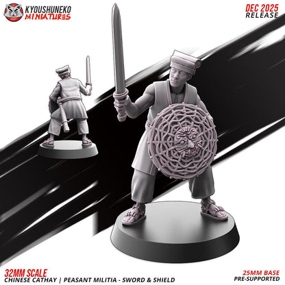 Ancient Chinese Cathay Peasant Militia with Swords Unit (10 models) Various Scales Historical Wargaming (US tariffs are pre-paid by us)