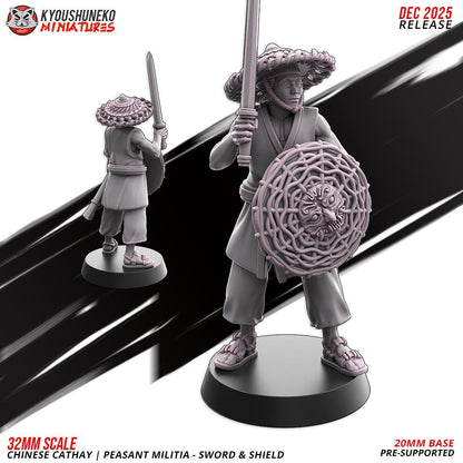 Ancient Chinese Cathay Peasant Militia with Swords Unit (10 models) Various Scales Historical Wargaming (US tariffs are pre-paid by us)