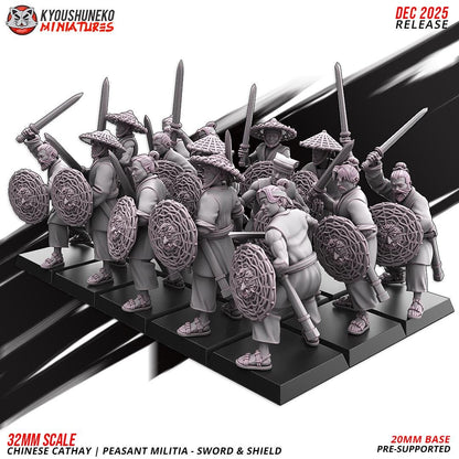 Ancient Chinese Cathay Peasant Militia with Swords Unit (10 models) Various Scales Historical Wargaming (US tariffs are pre-paid by us)
