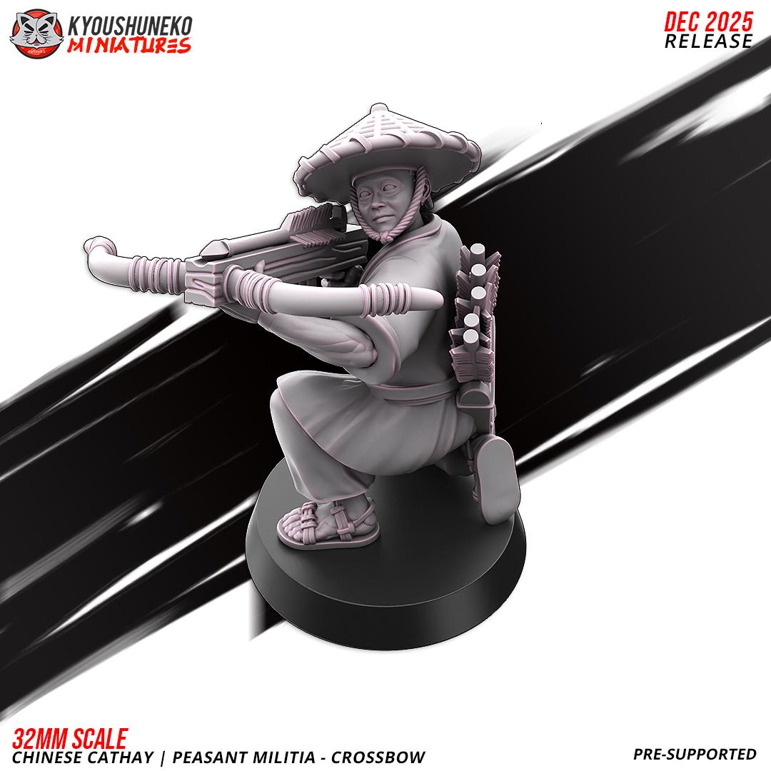 Ancient Chinese Cathay Peasant Militia with Crossbows Unit (10 models) Various Scales Historical Wargaming (US tariffs are pre-paid by us)