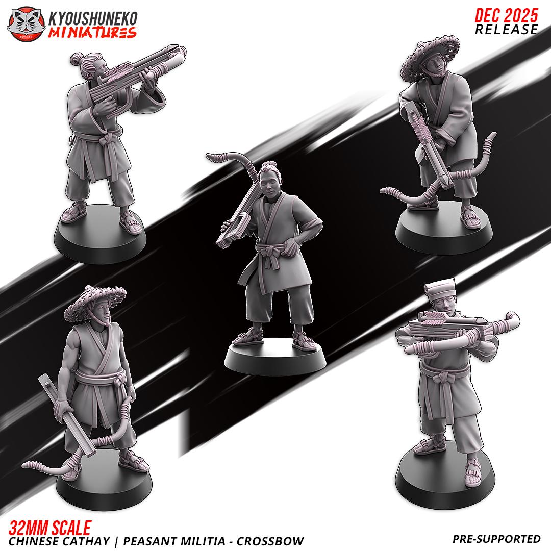Ancient Chinese Cathay Peasant Militia with Crossbows Unit (10 models) Various Scales Historical Wargaming (US tariffs are pre-paid by us)