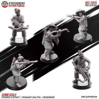 Ancient Chinese Cathay Peasant Militia with Crossbows Unit (10 models) Various Scales Historical Wargaming (US tariffs are pre-paid by us)