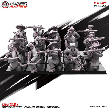 Ancient Chinese Cathay Peasant Militia with Crossbows Unit (10 models) Various Scales Historical Wargaming (US tariffs are pre-paid by us)