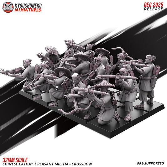 Ancient Chinese Cathay Peasant Militia with Crossbows Unit (10 models) Various Scales Historical Wargaming (US tariffs are pre-paid by us)