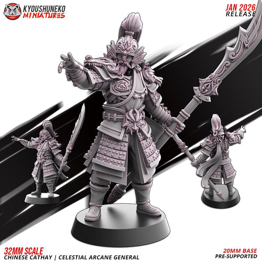 Ancient Chinese Cathay Celestial Arcane General (1 model) Various Scales Fantasy Wargaming (US tariffs are pre-paid by us)