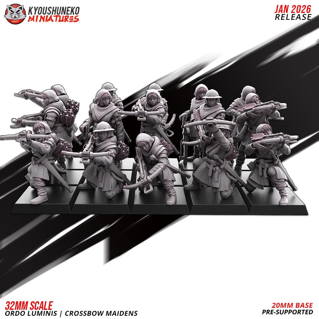 Ancient Chinese Cathay Ordo Luminis Maidens Crossbowmen Unit (10 models) Various Scales Historical Wargaming (US tariffs are pre-paid by us)