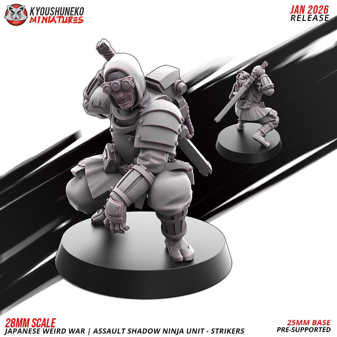 Weird War Japanese Assault Shadow Ninja Mele Unit (10 models) Various Scales SF Wargaming (US tariffs are pre-paid by us)