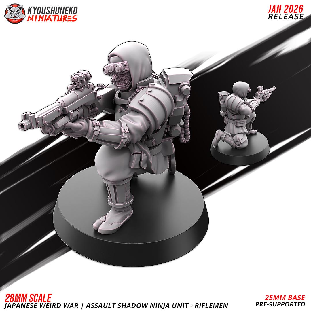 Weird War Japanese Assault Shadow Ninja Riflemen Unit (10 models) Various Scales SF Wargaming (US tariffs are pre-paid by us)