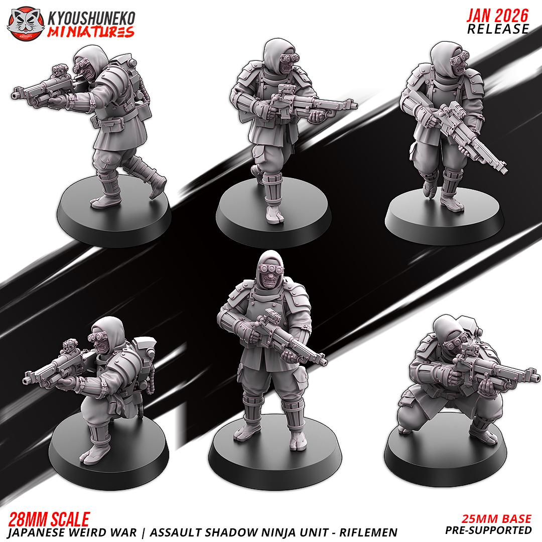 Weird War Japanese Assault Shadow Ninja Riflemen Unit (10 models) Various Scales SF Wargaming (US tariffs are pre-paid by us)