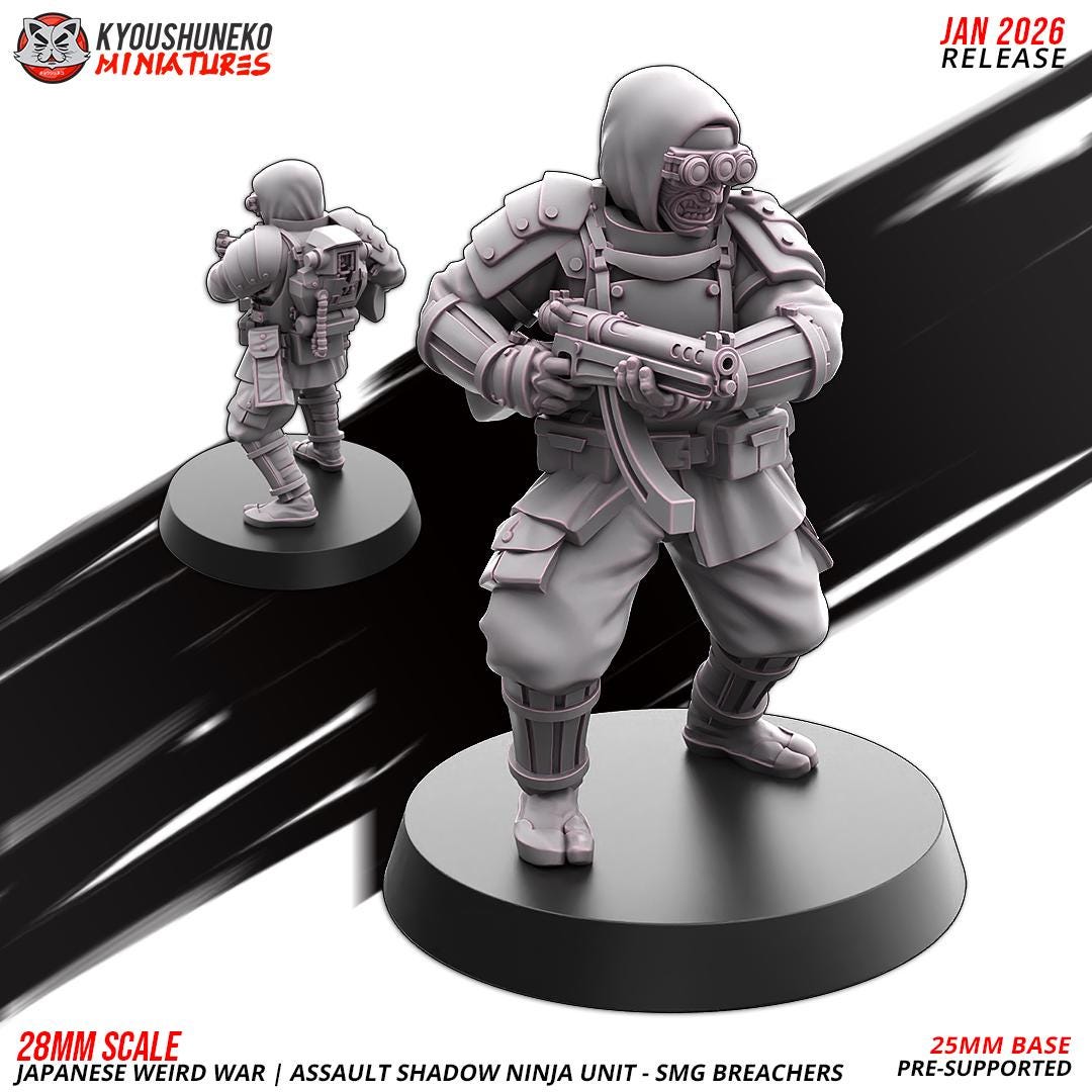Weird War Japanese Assault Shadow Ninja SMG Unit (10 models) Various Scales SF Wargaming (US tariffs are pre-paid by us)