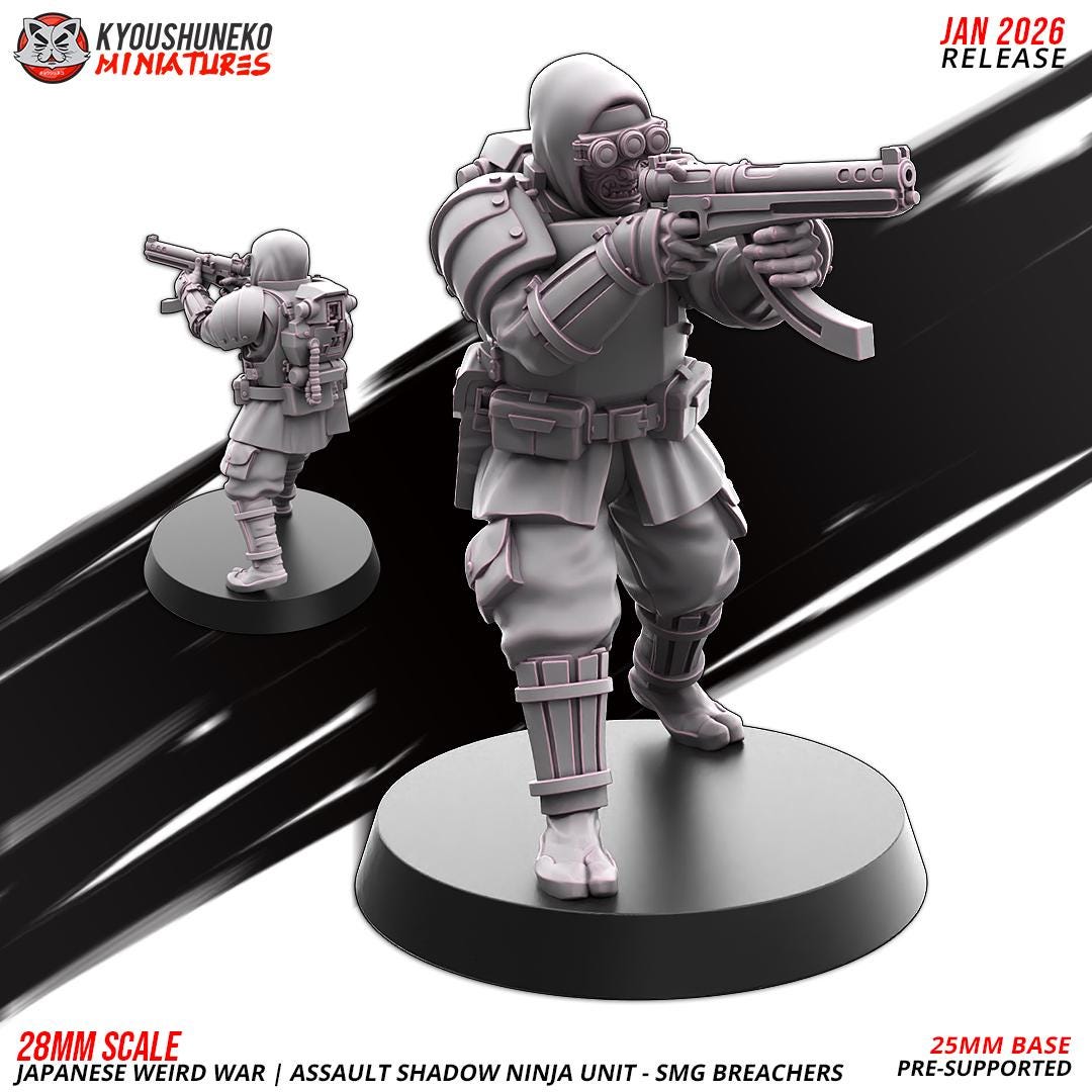 Weird War Japanese Assault Shadow Ninja SMG Unit (10 models) Various Scales SF Wargaming (US tariffs are pre-paid by us)