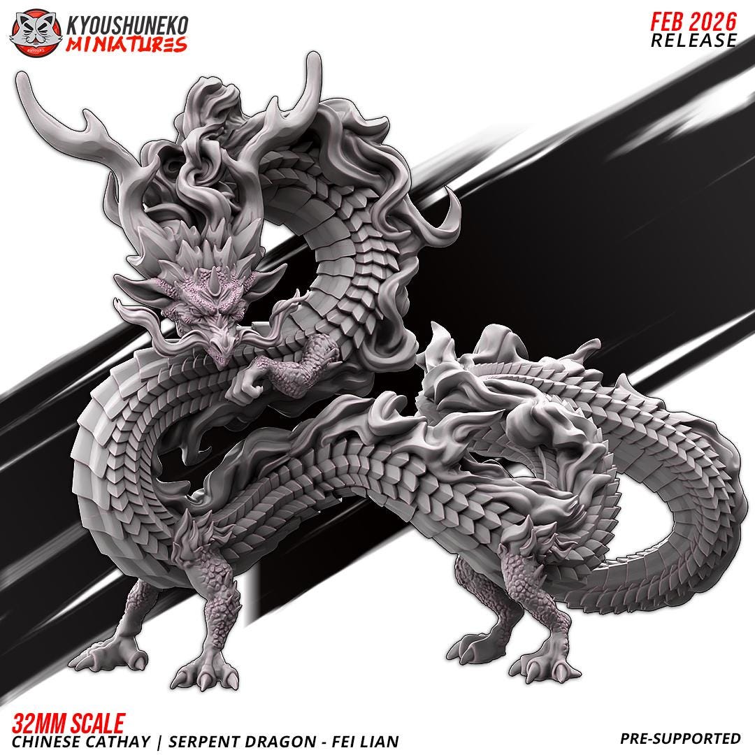 Ancient Chinese Cathay Serpent Dragon Fei Lian Various Scales Historical Wargaming (US tariffs are pre-paid by us)