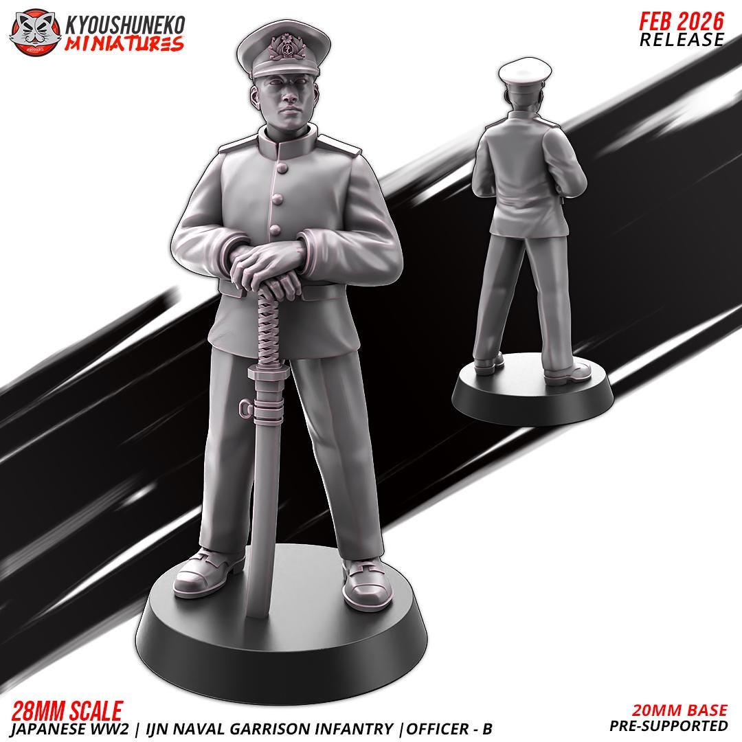 WWII Japanese Navy Garrison Officers Set (2 Models) Various Scales Historical Wargaming (US tariffs are pre-paid by us)