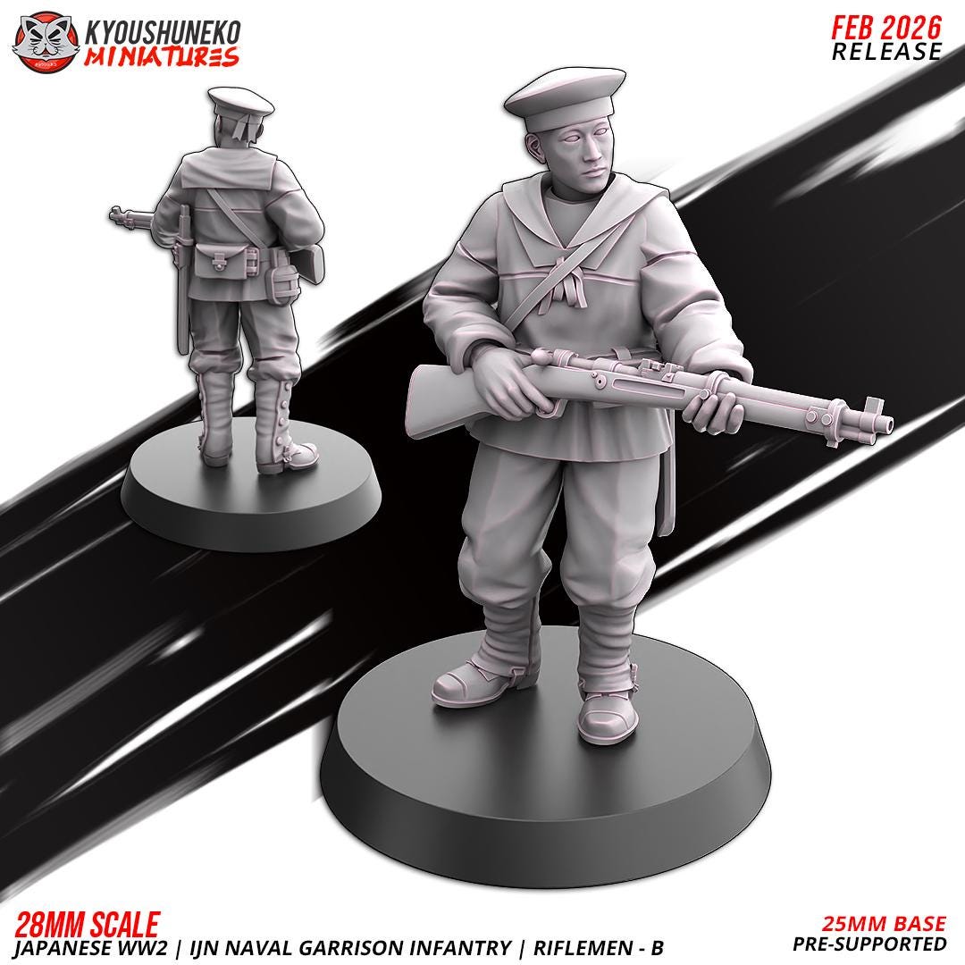 WWII Japanese Naval Garrison Riflemen Squad (10 models) Various Scales Historical Wargaming (US tariffs are pre-paid by us)