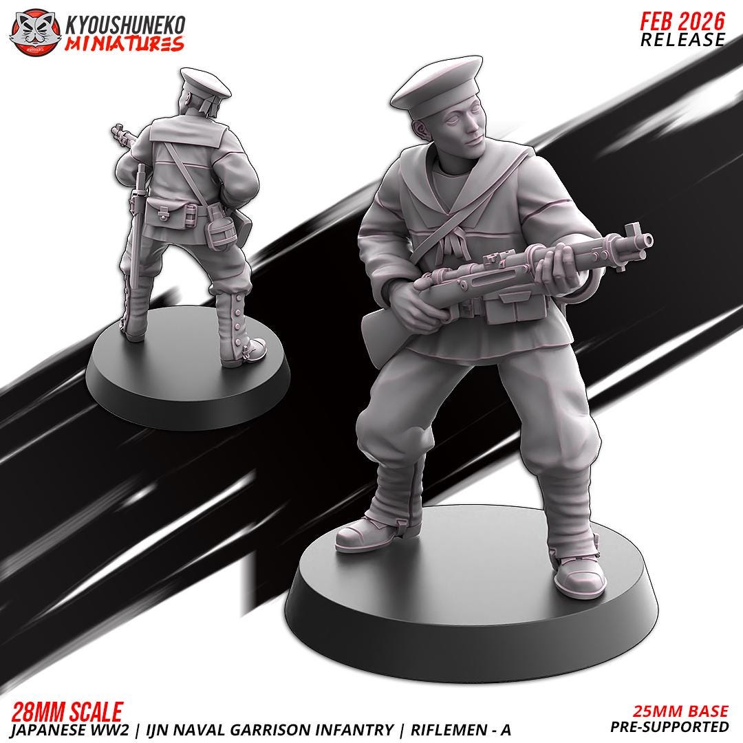 WWII Japanese Naval Garrison Riflemen Squad (10 models) Various Scales Historical Wargaming (US tariffs are pre-paid by us)