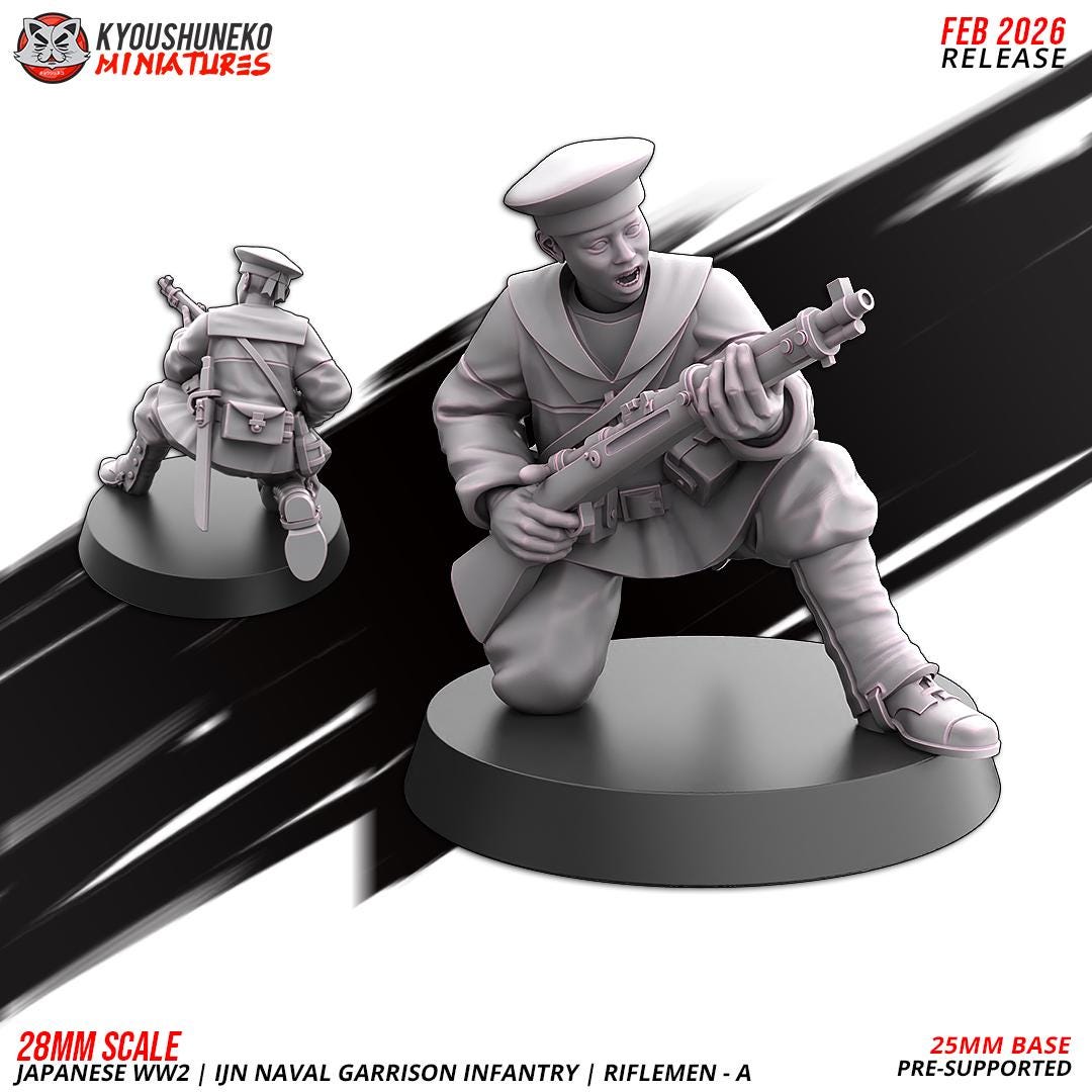 WWII Japanese Naval Garrison Riflemen Squad (10 models) Various Scales Historical Wargaming (US tariffs are pre-paid by us)