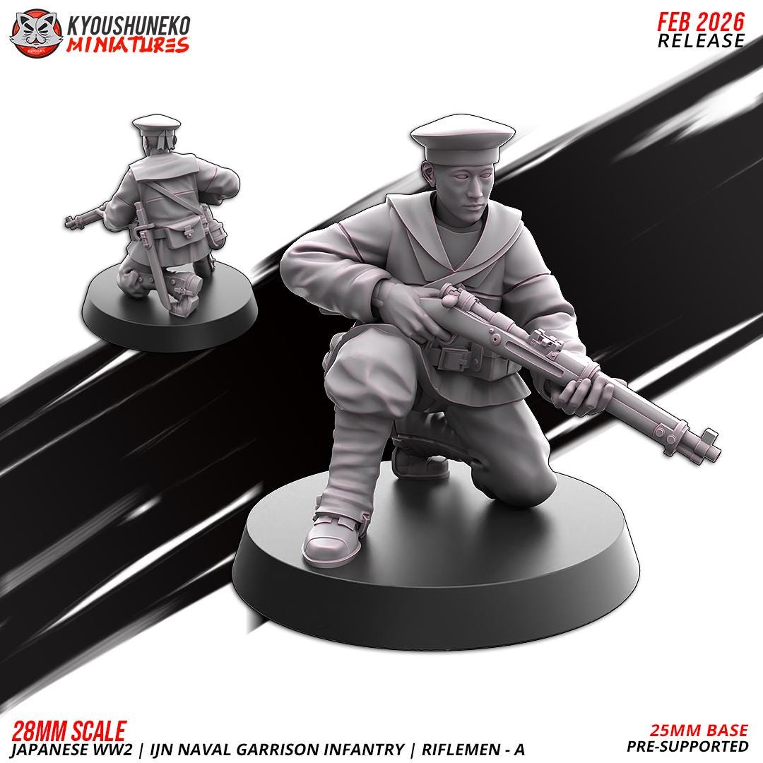 WWII Japanese Naval Garrison Riflemen Squad (10 models) Various Scales Historical Wargaming (US tariffs are pre-paid by us)
