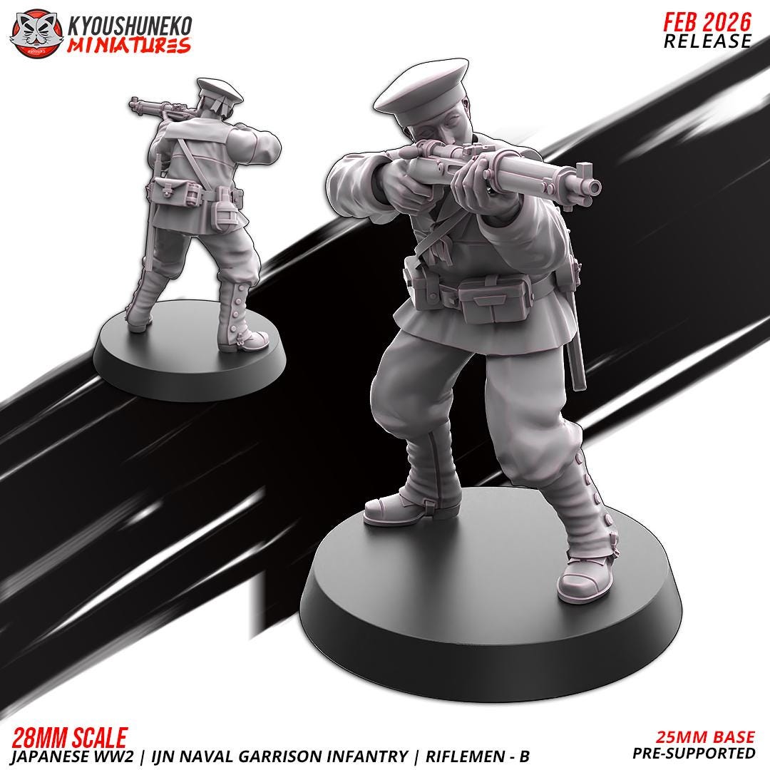 WWII Japanese Naval Garrison Riflemen Squad (10 models) Various Scales Historical Wargaming (US tariffs are pre-paid by us)