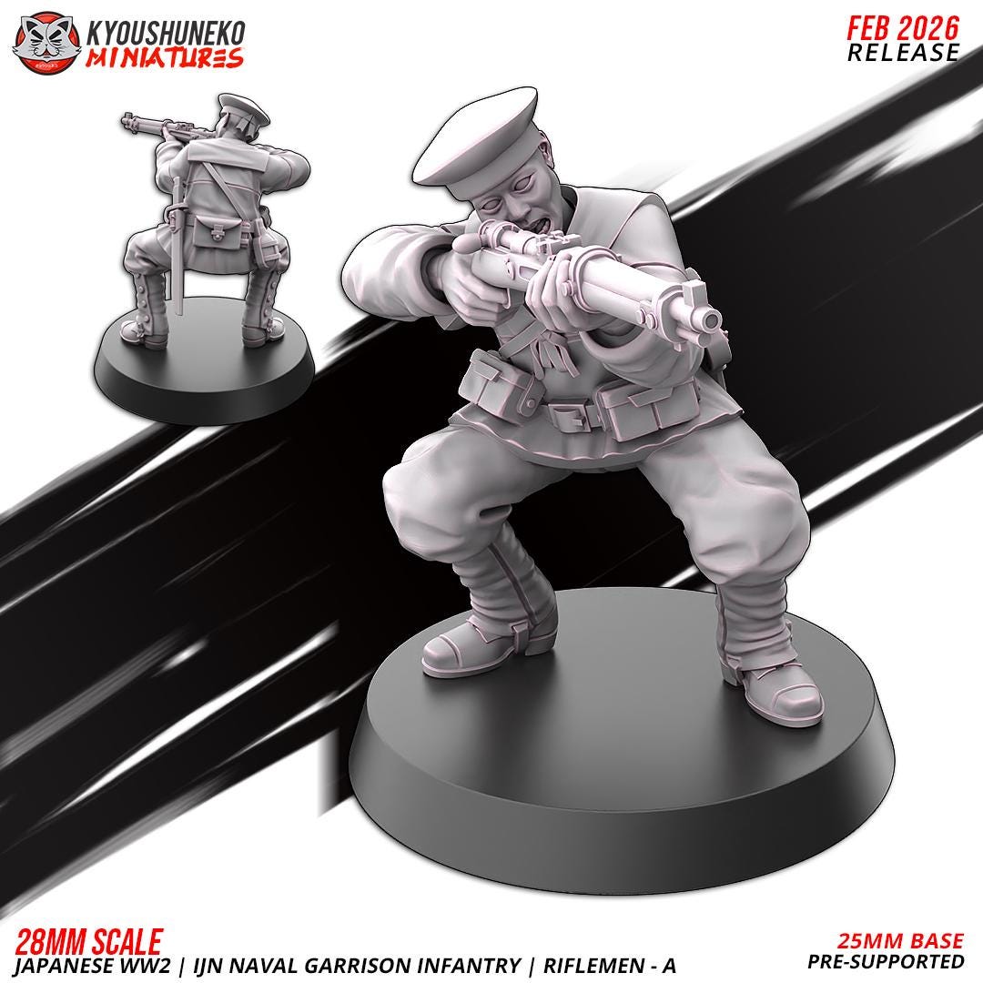 WWII Japanese Naval Garrison Riflemen Squad (10 models) Various Scales Historical Wargaming (US tariffs are pre-paid by us)
