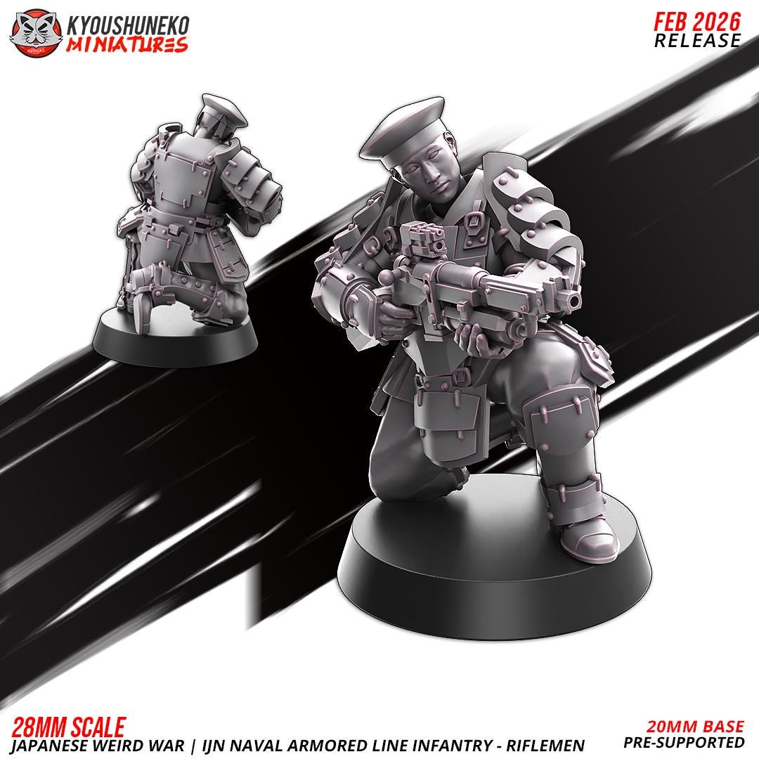 Weird War Japanese Naval Armoured Line Infantry Squad (10 models) Various Scales Historical Wargaming (US tariffs are pre-paid by us)