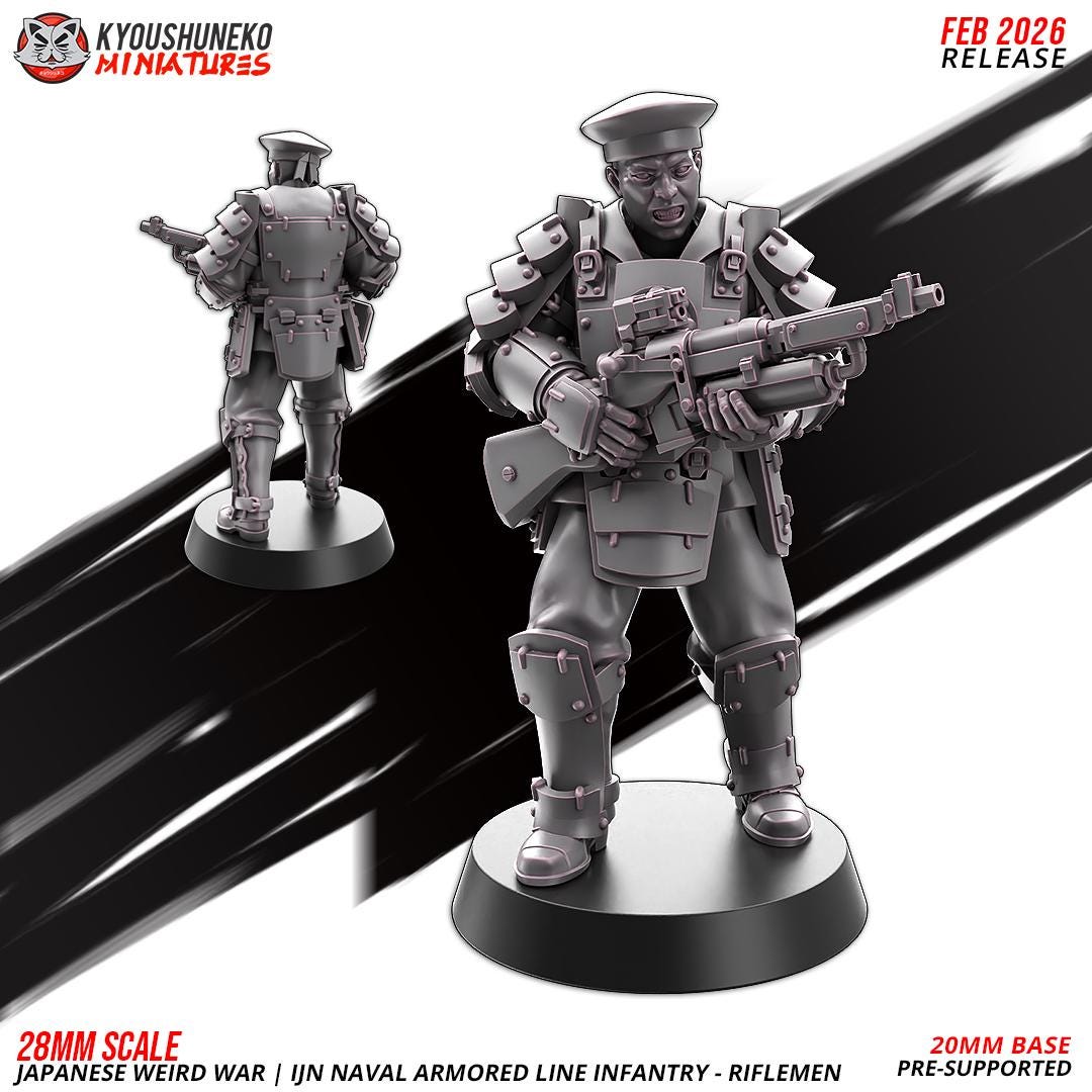 Weird War Japanese Naval Armoured Line Infantry Squad (10 models) Various Scales Historical Wargaming (US tariffs are pre-paid by us)