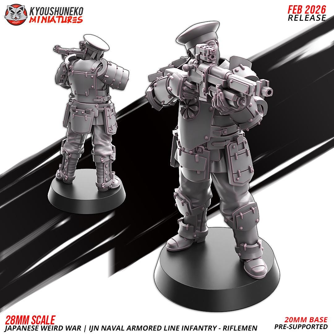 Weird War Japanese Naval Armoured Line Infantry Squad (10 models) Various Scales Historical Wargaming (US tariffs are pre-paid by us)