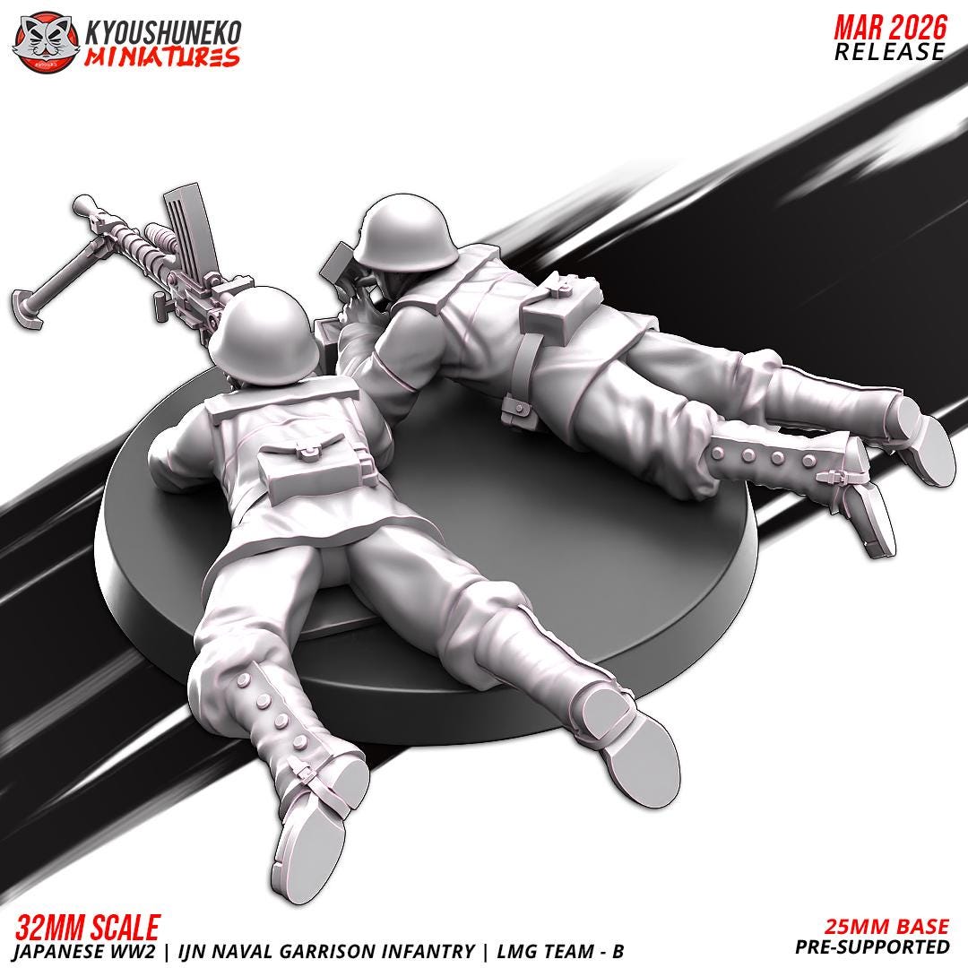 WWII Japanese Navy Garrison LMG Team (2 Models) Various Scales Historical Wargaming (US tariffs are pre-paid by us)