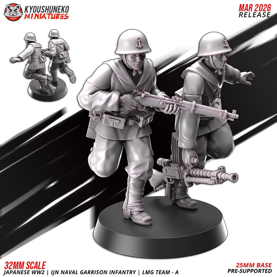 WWII Japanese Navy Garrison LMG Team (2 Models) Various Scales Historical Wargaming (US tariffs are pre-paid by us)