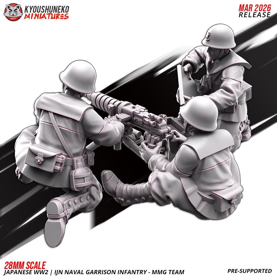WWII Japanese Naval Garrison MMG Team (3 models) Various Scales Historical Wargaming (US tariffs are pre-paid by us)
