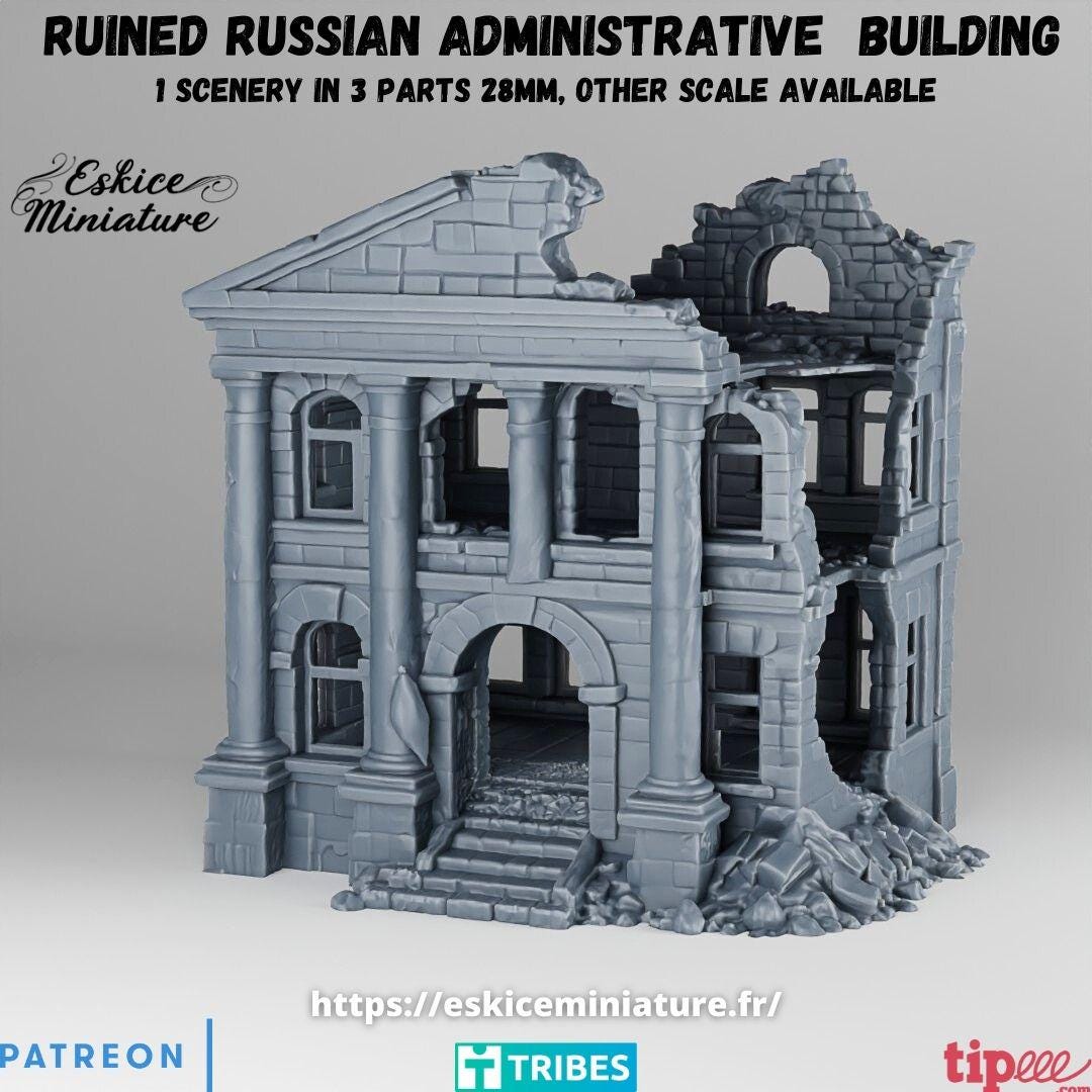 Wargaming Terrain Destroyed Administrative Building Various Scales Historical Wargaming (US tariffs are pre-paid by us)