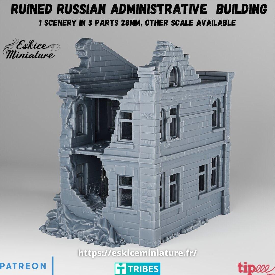 Wargaming Terrain Destroyed Administrative Building Various Scales Historical Wargaming (US tariffs are pre-paid by us)
