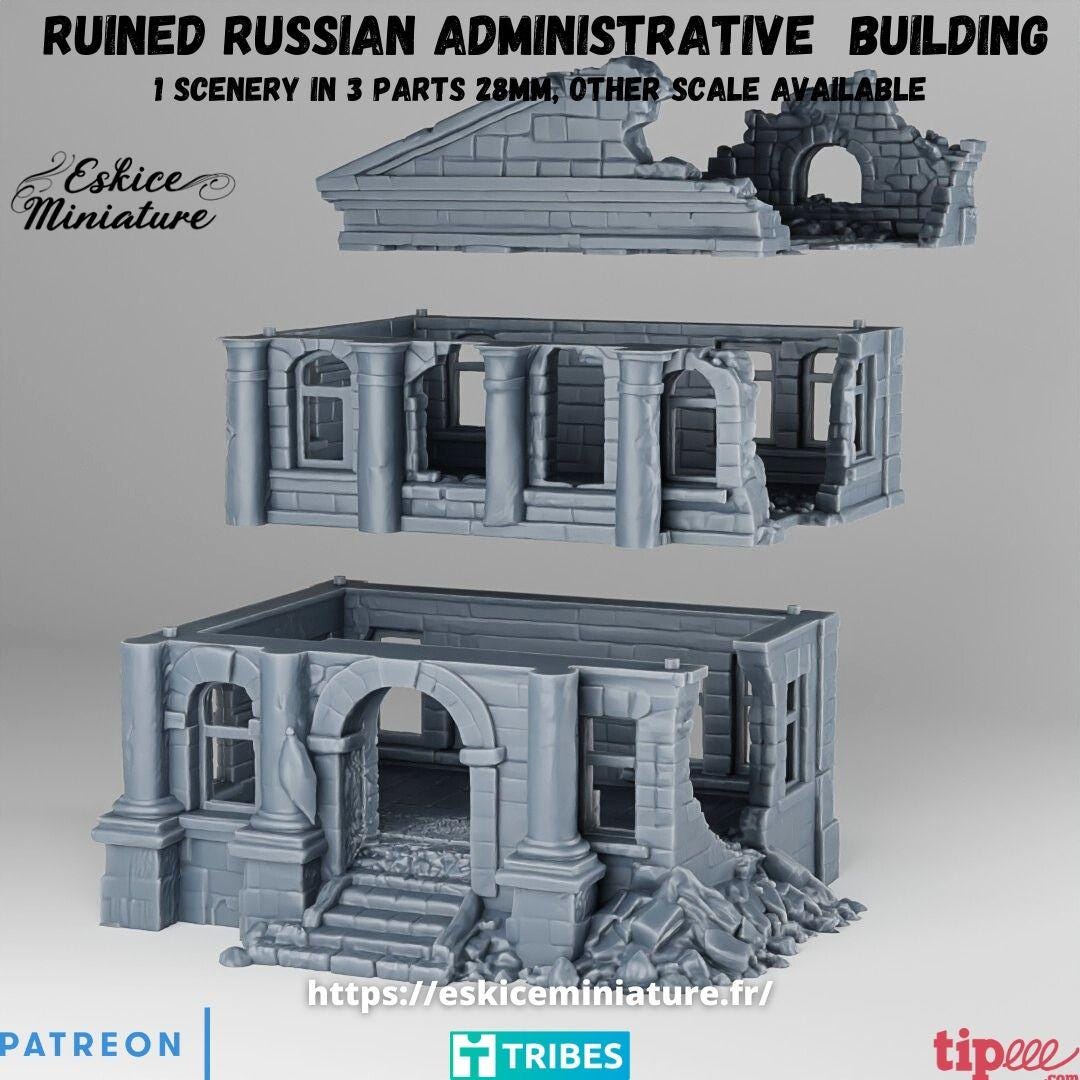 Wargaming Terrain Destroyed Administrative Building Various Scales Historical Wargaming (US tariffs are pre-paid by us)