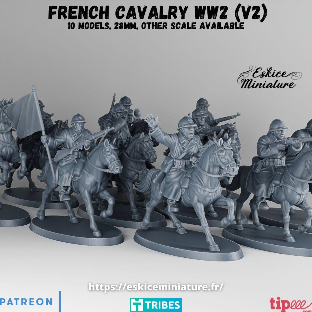 WWII French Cavalry Squad 2 (10 models) Various Scales Historical Wargaming (US tariffs are pre-paid by us)