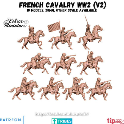 WWII French Cavalry Squad 2 (10 models) Various Scales Historical Wargaming (US tariffs are pre-paid by us)