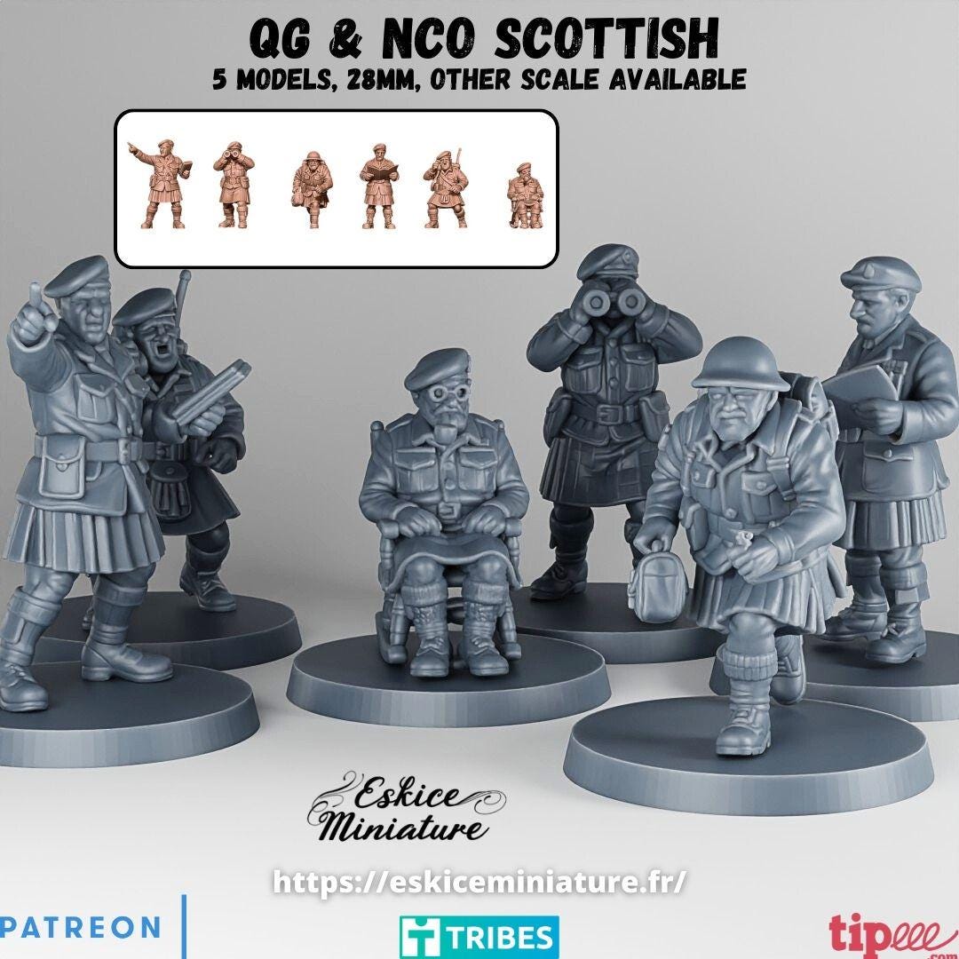 WWII Scottish HQ Set (6 models) Various Scales Historical Wargaming (US tariffs are pre-paid by us)