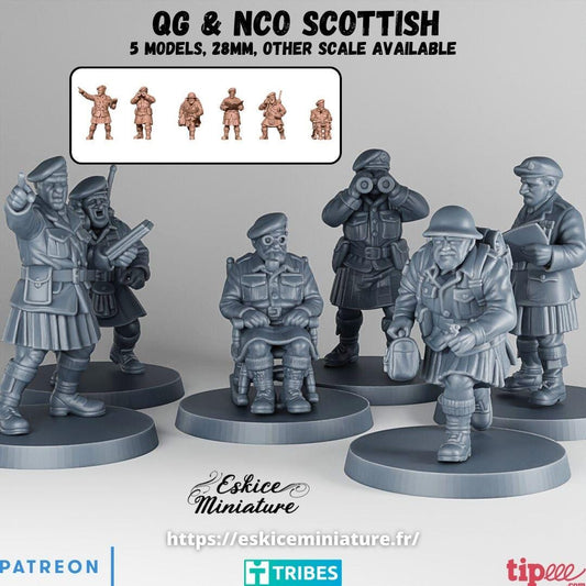 WWII Scottish HQ Set (6 models) Various Scales Historical Wargaming (US tariffs are pre-paid by us)