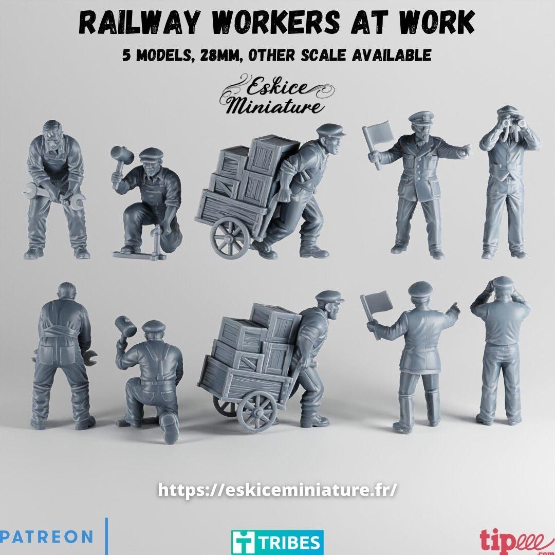 WWII Railway Workers Set (5 models) Various Scales Historical Wargaming (US tariffs are pre-paid by us)