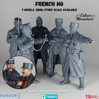 WWII French HQ Set (5 models) Various Scales Historical Wargaming (US tariffs are pre-paid by us)