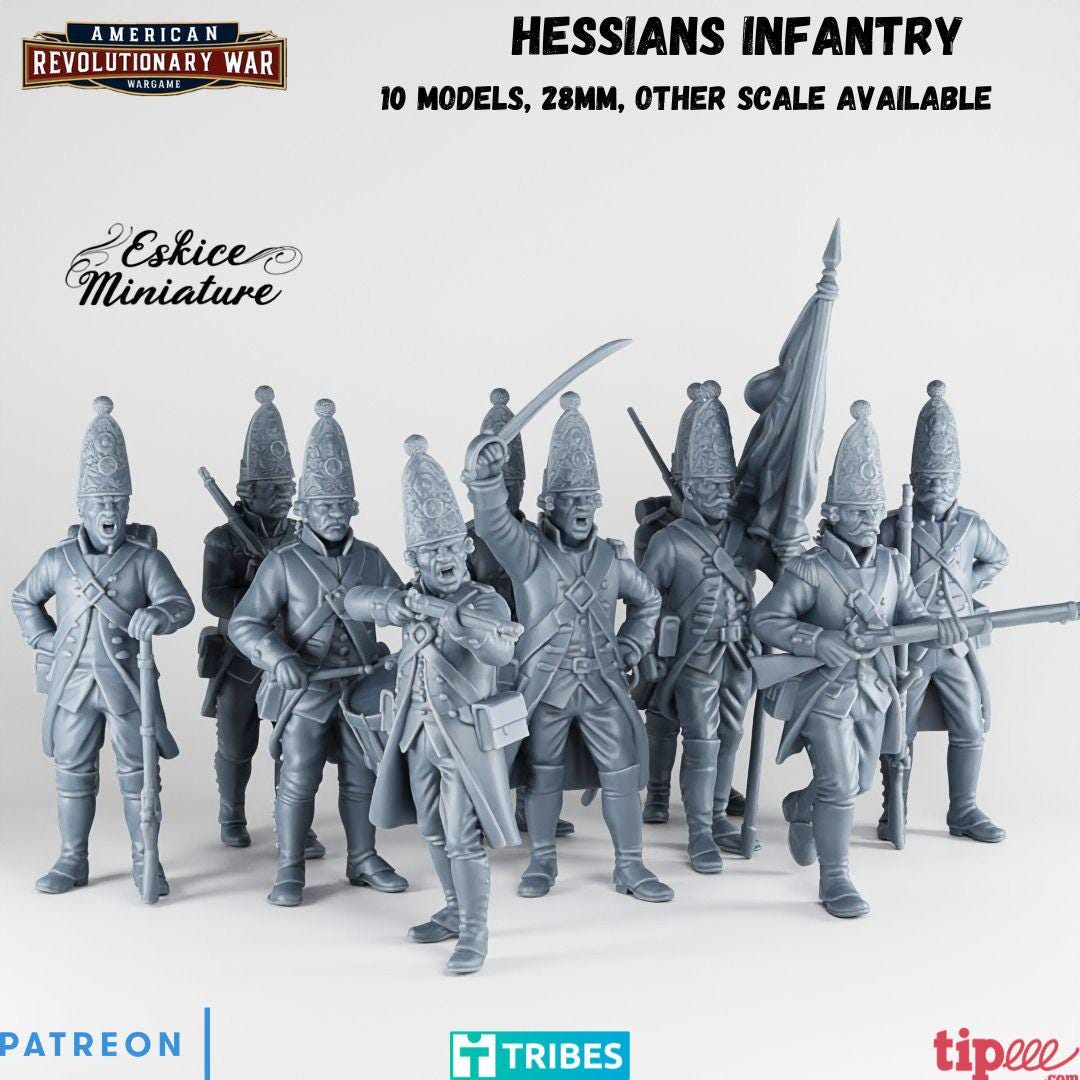Napoleonic Wars Hessian Infantry Unit 1 (10 models) Various Scales Historical Wargaming (US tariffs are pre-paid by us)
