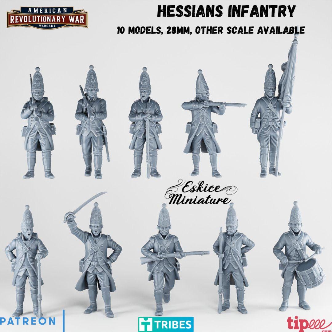 Napoleonic Wars Hessian Infantry Unit 1 (10 models) Various Scales Historical Wargaming (US tariffs are pre-paid by us)