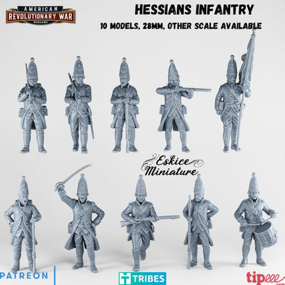 Napoleonic Wars Hessian Infantry Unit 1 (10 models) Various Scales Historical Wargaming (US tariffs are pre-paid by us)