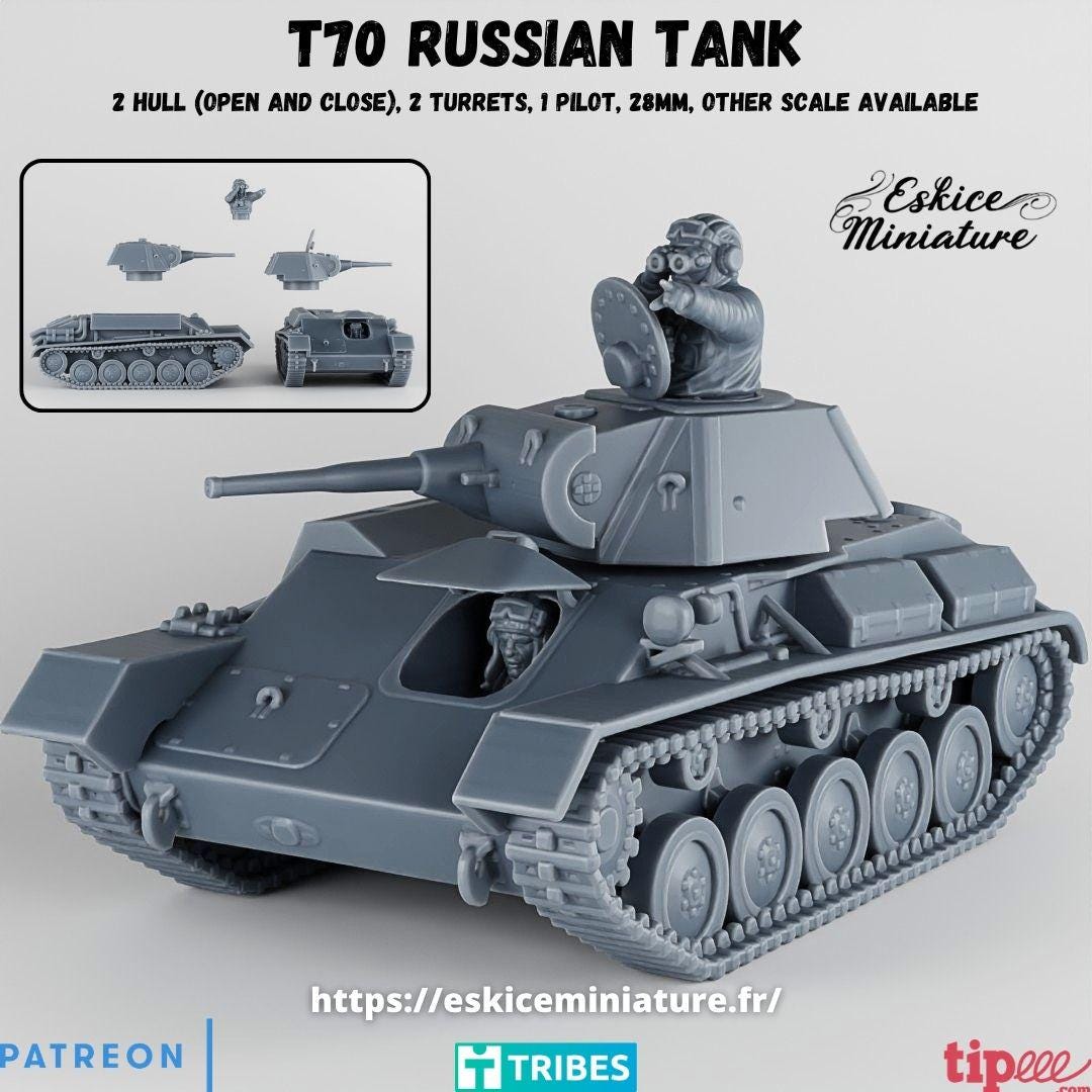 WWII Soviet T70 Light Tank Various Scales Historical Wargaming (US tariffs are pre-paid by us)