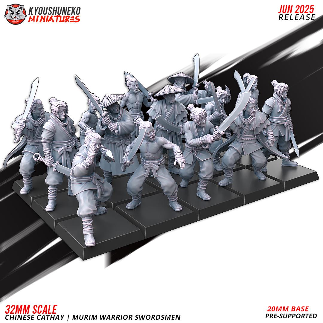 Ancient Chinese Cathay Murim Warriors Swordsmen Unit (10 models) Various Scales Historical Wargaming (US tariffs are pre-paid by us)