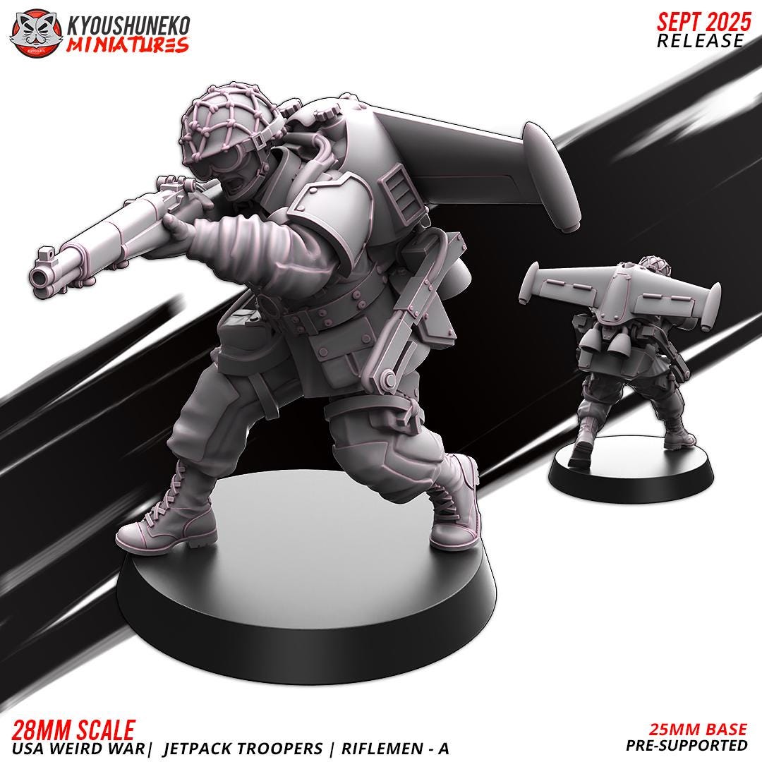 German Weird War Jetpack Troopers Riflemen A (10 models) Various Scales SF Wargaming (US tariffs are pre-paid by us)