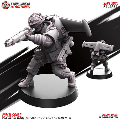 German Weird War Jetpack Troopers Riflemen A (10 models) Various Scales SF Wargaming (US tariffs are pre-paid by us)